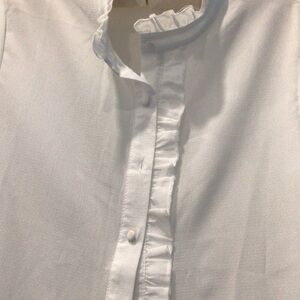 White Ruffled Button-Up Blouse